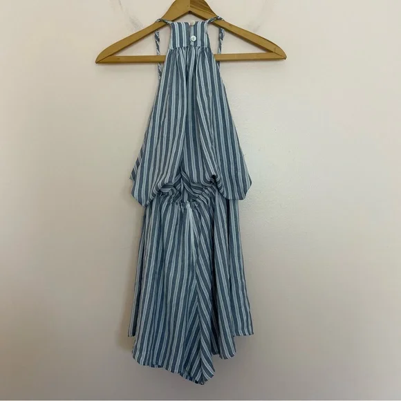 Show Me Your Mumu Melissa Blue and White Striped Bow Front Romper Size Small - Picture 4 of 6
